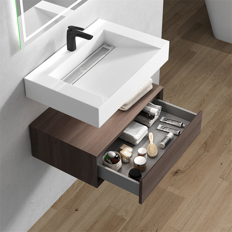 Alysa 30'' floating vanity in Red Oak with Reinforced Acrylic Sink