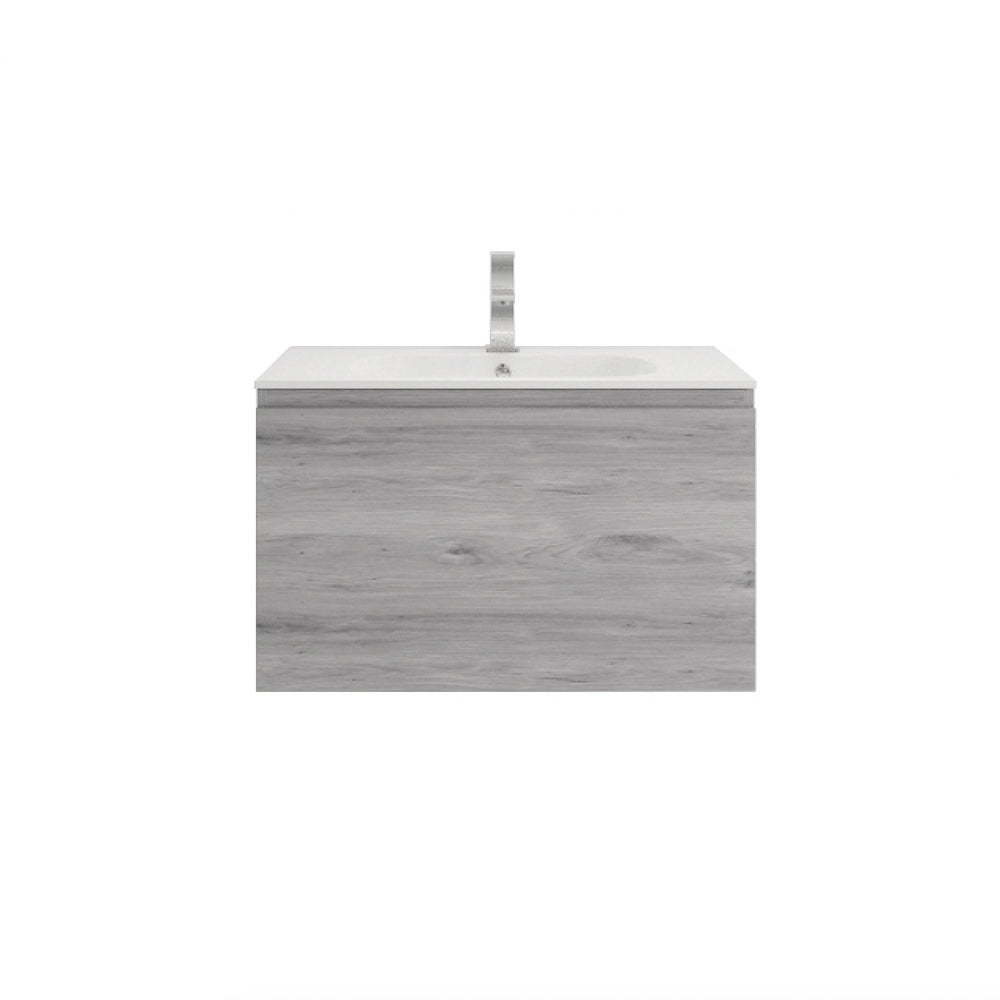 Aipo 30" White Gray Oak Wall Mounted Vanity with Reinforced Acrylic Sink