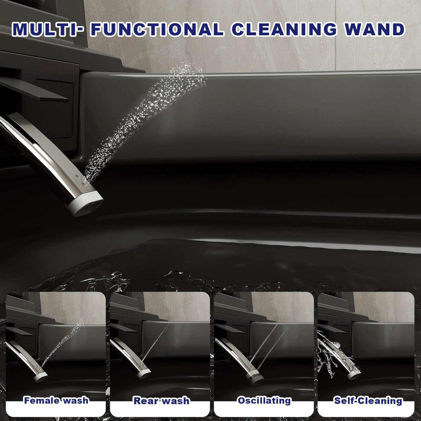 T2605 Matte Gray Smart Toilet with LED Screen & Bidet