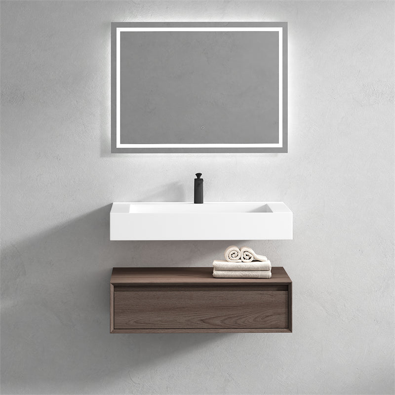 Alysa 36'' floating vanity in Red Oak with Reinforced Acrylic Sink