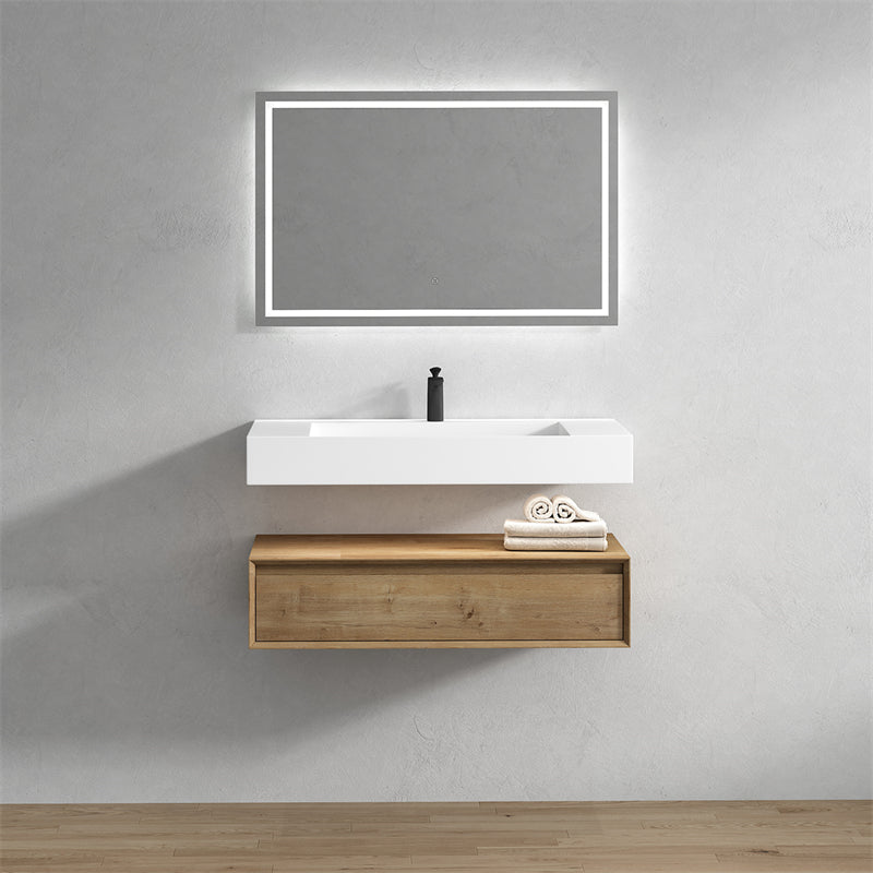 Alysa 42'' floating vanity in White Oak with Reinforced Acrylic Sink