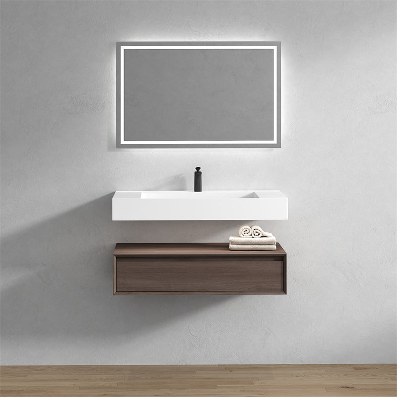 Alysa 42'' floating vanity in Red Oak with Reinforced Acrylic Sink