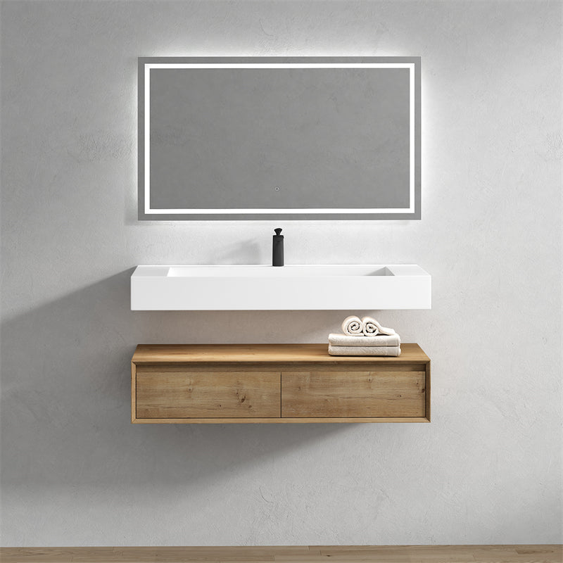 Alysa 48'' floating vanity in White Oak with Reinforced Acrylic Sink