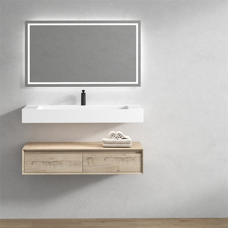 Alysa 60'' Single Sink floating vanity In light Oak with Reinforced Acrylic Sink