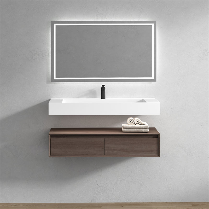 Alysa 60'' Single Sink floating vanity in Red Oak with Reinforced Acrylic Sink