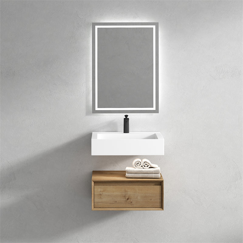 Alysa 24'' floating vanity in White Oak with Reinforced Acrylic Sink