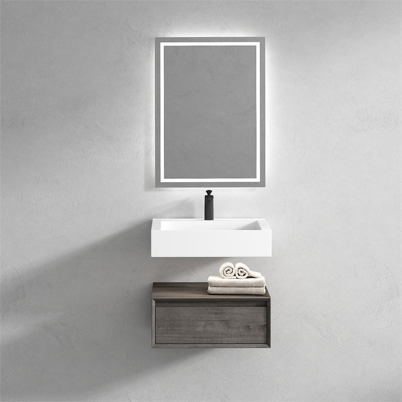 Alysa 24'' floating vanity in Smoke Oak with Reinforced Acrylic Sink