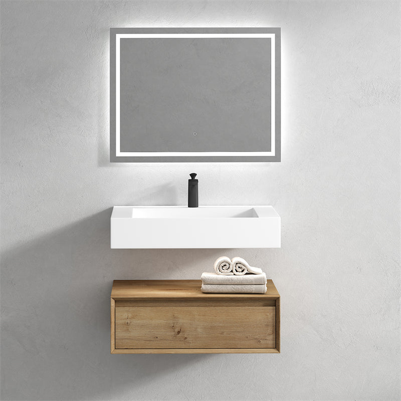 Alysa 30'' floating vanity in White Oak with Reinforced Acrylic Sink