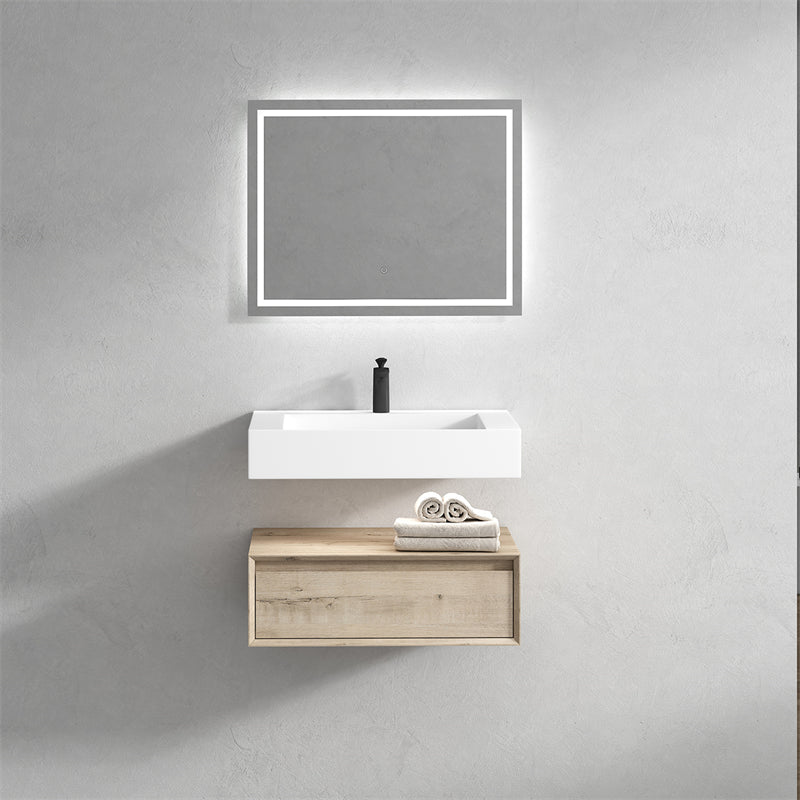 Alysa 30'' floating vanity In light Oak with Reinforced Acrylic Sink