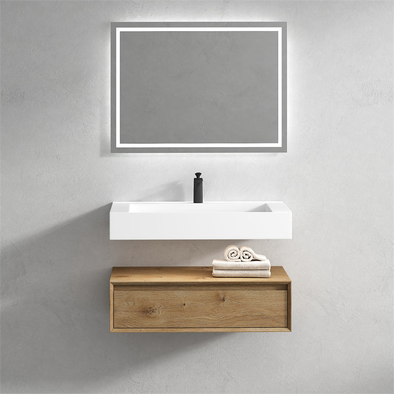 Alysa 36'' floating vanity in White Oak with Reinforced Acrylic Sink