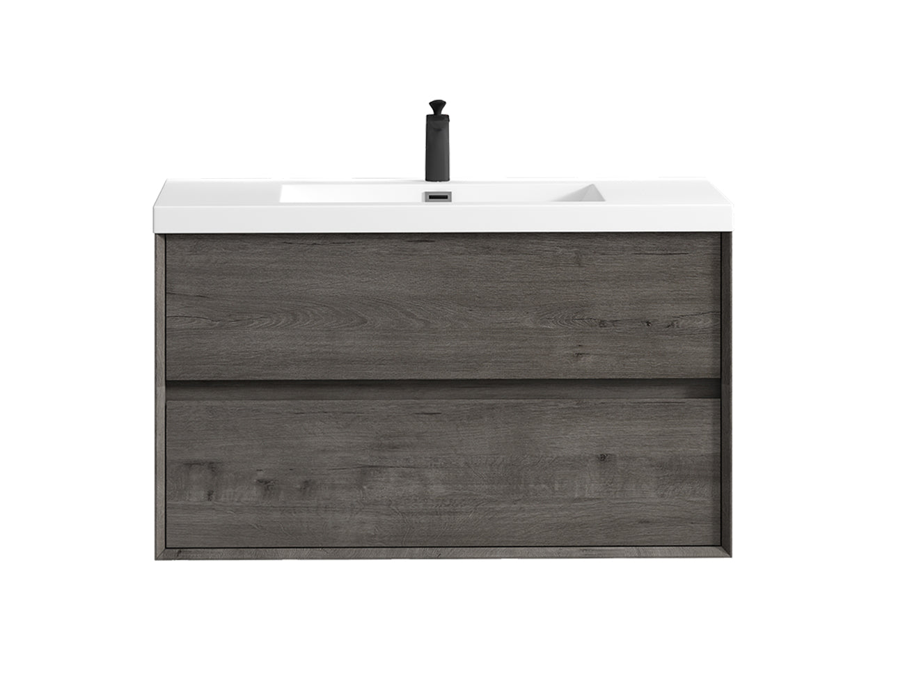 Kingdee 42" Smoke Oak Wall Mounted Vanity with Reinforced Acrylic Sink