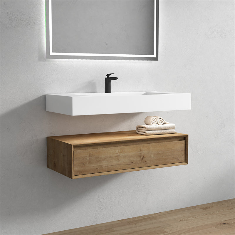Alysa 42'' floating vanity in White Oak with Reinforced Acrylic Sink
