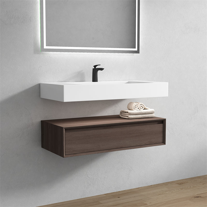 Alysa 42'' floating vanity in Red Oak with Reinforced Acrylic Sink