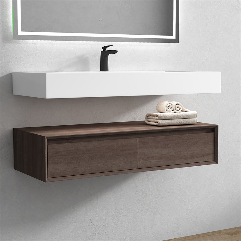 Alysa 60'' Single Sink floating vanity in Red Oak with Reinforced Acrylic Sink