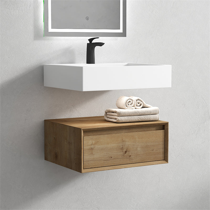 Alysa 24'' floating vanity in White Oak with Reinforced Acrylic Sink