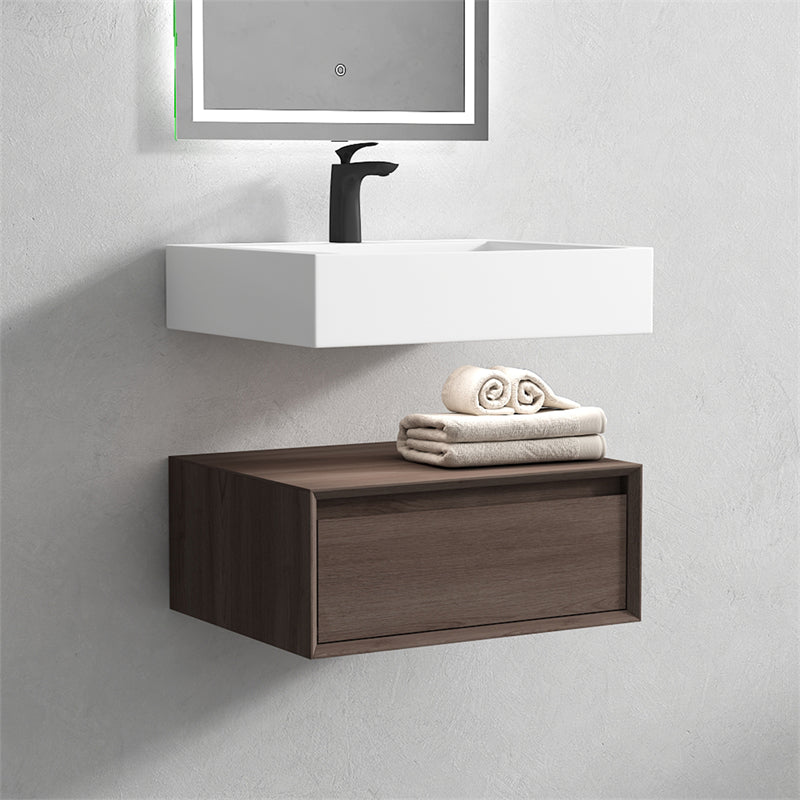 Alysa 24'' floating vanity in Red Oak with Reinforced Acrylic Sink