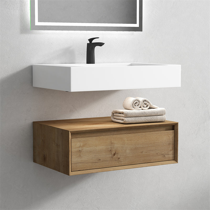 Alysa 30'' floating vanity in White Oak with Reinforced Acrylic Sink