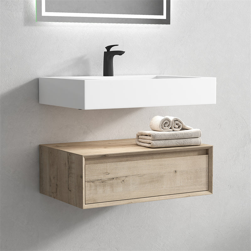 Alysa 30'' floating vanity In light Oak with Reinforced Acrylic Sink
