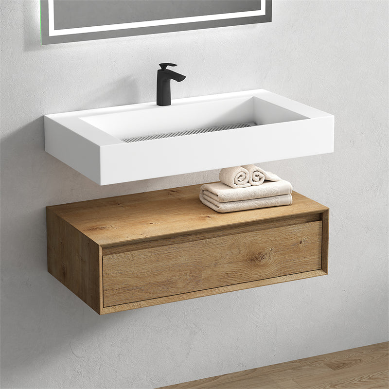 Alysa 36'' floating vanity in White Oak with Reinforced Acrylic Sink