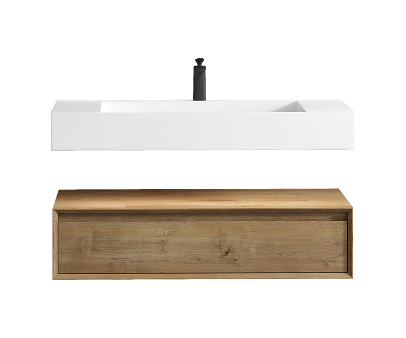 Alysa 42'' floating vanity in White Oak with Reinforced Acrylic Sink