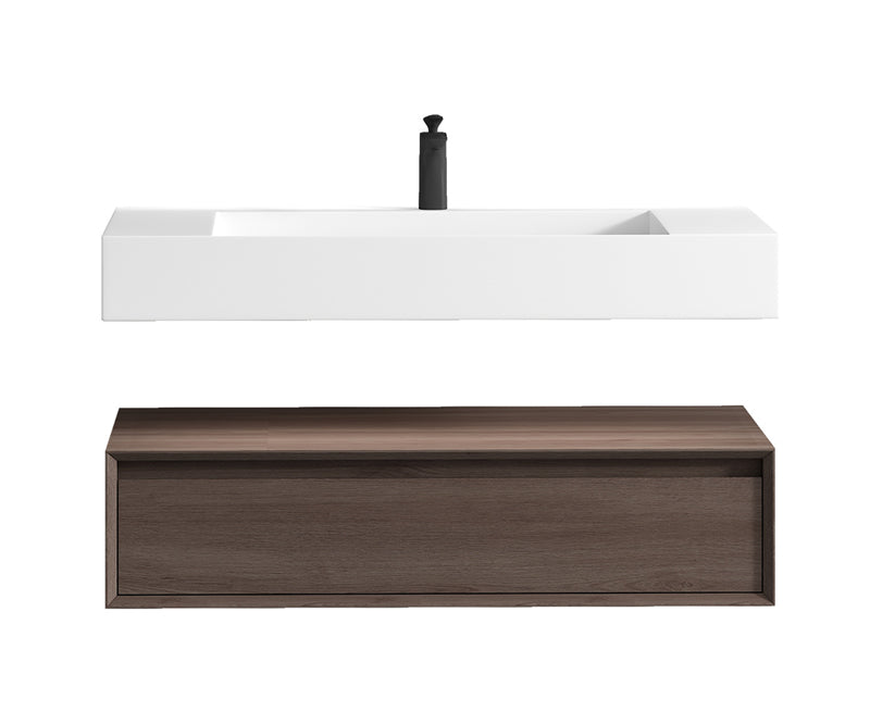 Alysa 42'' floating vanity in Red Oak with Reinforced Acrylic Sink