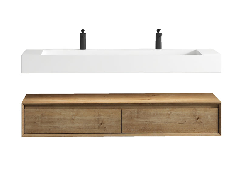 Alysa 60'' Double Sink floating vanity in White Oak with Reinforced Acrylic Sink