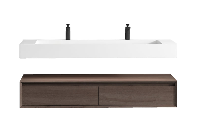 Alysa 60'' Double Sink floating vanity in Red Oak with Reinforced Acrylic Sink