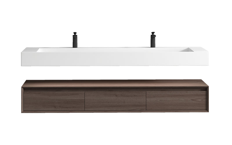 Alysa 72'' Double Sink floating vanity in Red Oak with Reinforced Acrylic Sink