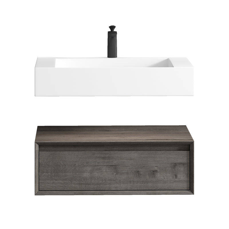 Alysa 30'' floating vanity in Smoke Oak with Reinforced Acrylic Sink