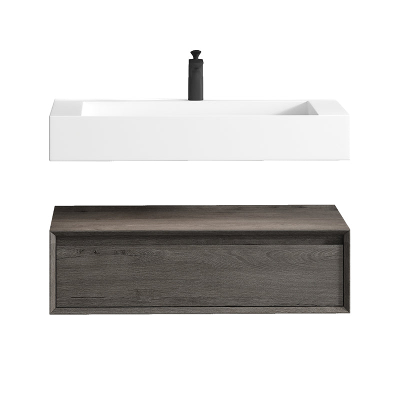 Alysa 36'' floating vanity in Smoke Oak with Reinforced Acrylic Sink