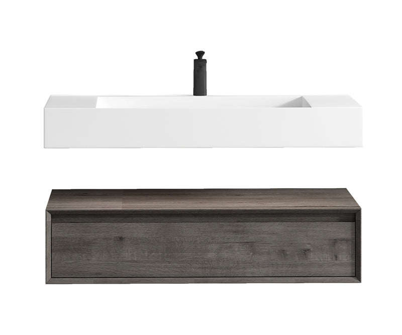 Alysa 42'' floating vanity in Smoke Oak with Reinforced Acrylic Sink