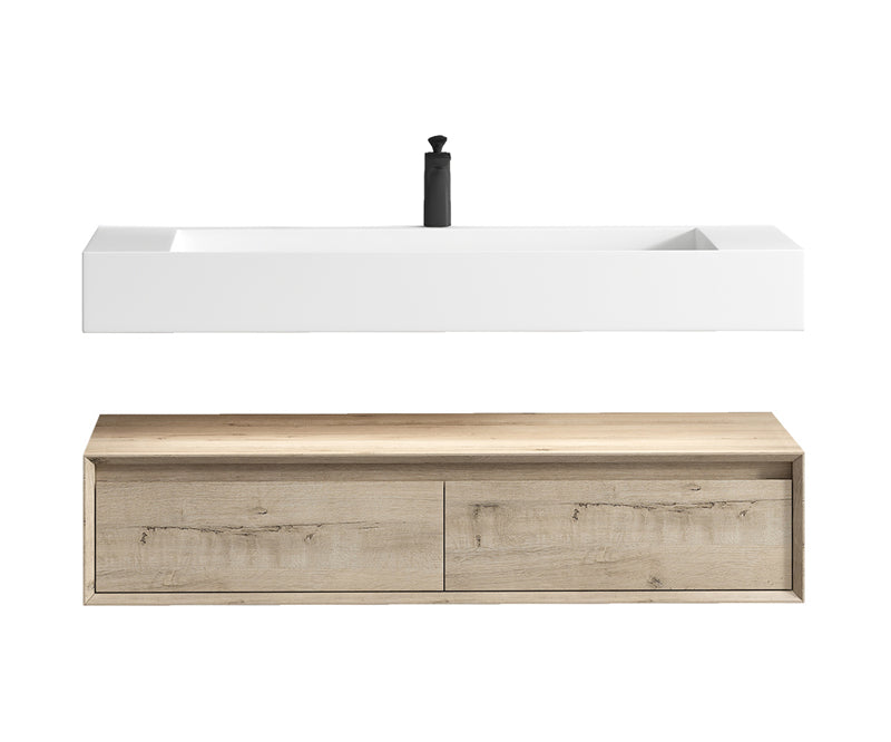 Alysa 60'' Single Sink floating vanity In light Oak with Reinforced Acrylic Sink