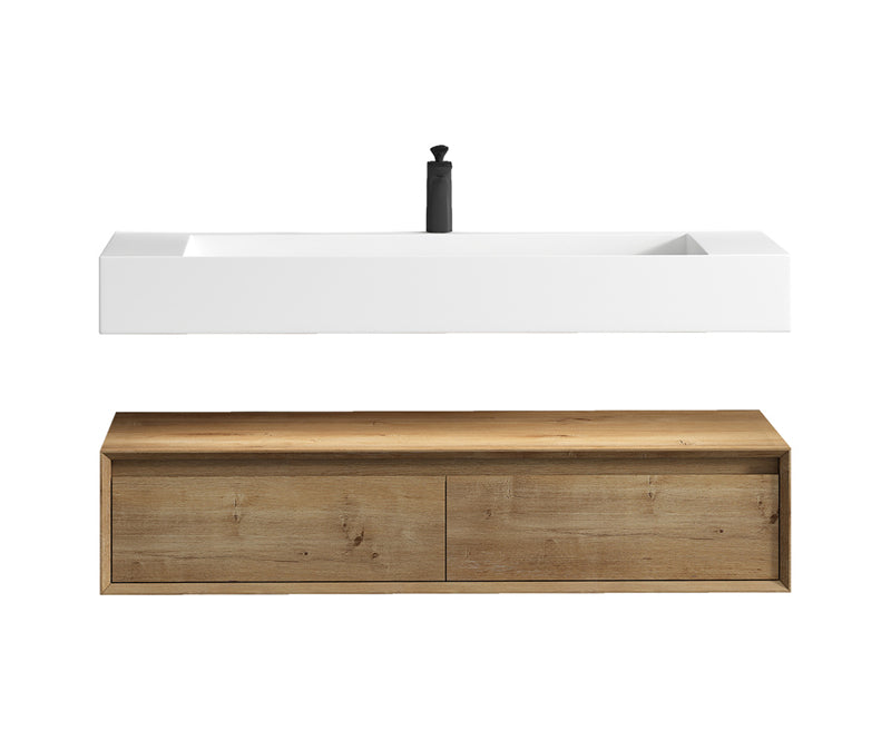 Alysa 60'' Single Sink floating vanity in White Oak with Reinforced Acrylic Sink