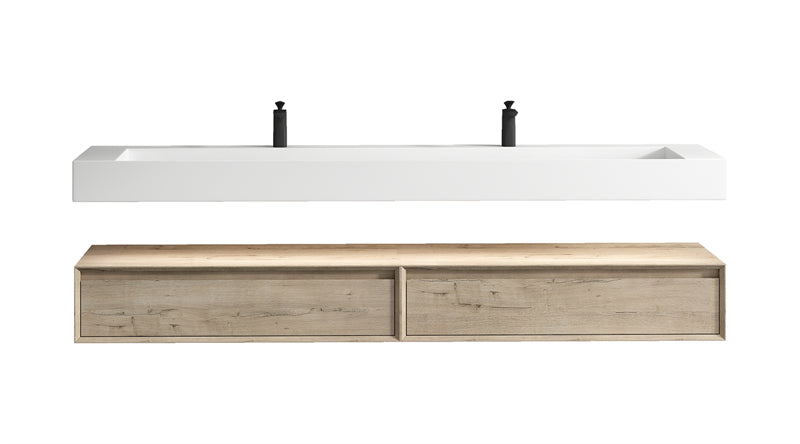 Alysa 84'' Double Sink floating vanity In light Oak with Reinforced Acrylic Sink