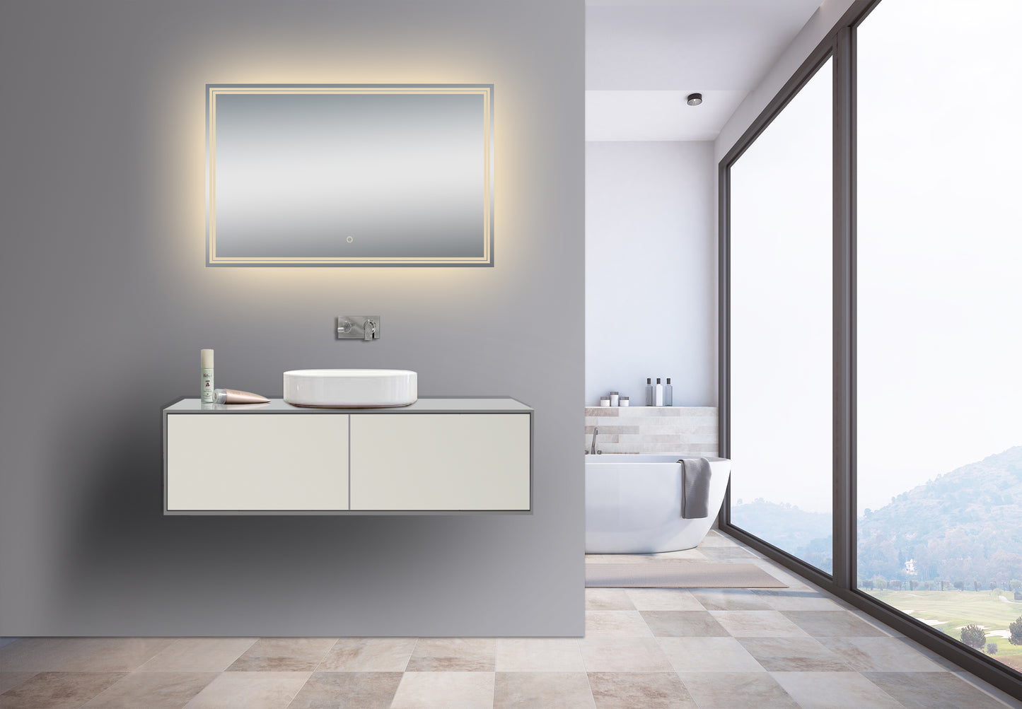Luna 47'' Polished Edge Back-lit LED Mirror (30''Height)