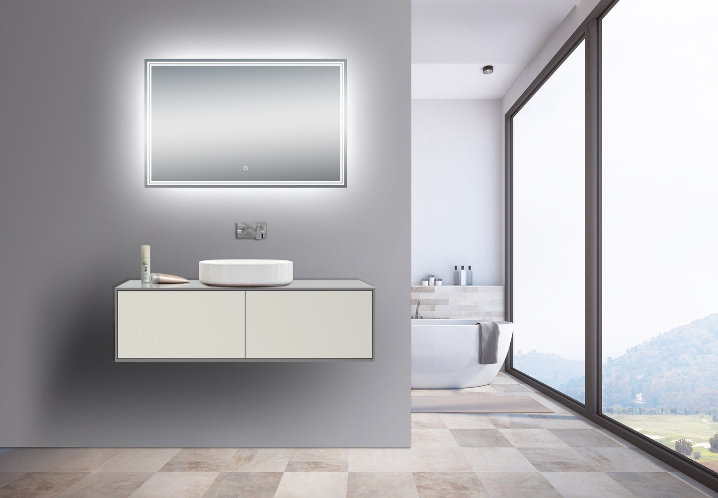 Luna 47'' Polished Edge Back-lit LED Mirror (30''Height)