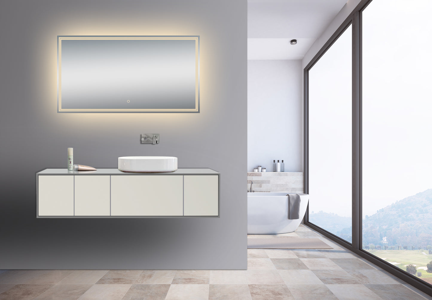 Luna 68'' Polished Edge Back-lit LED Mirror (30''Height)
