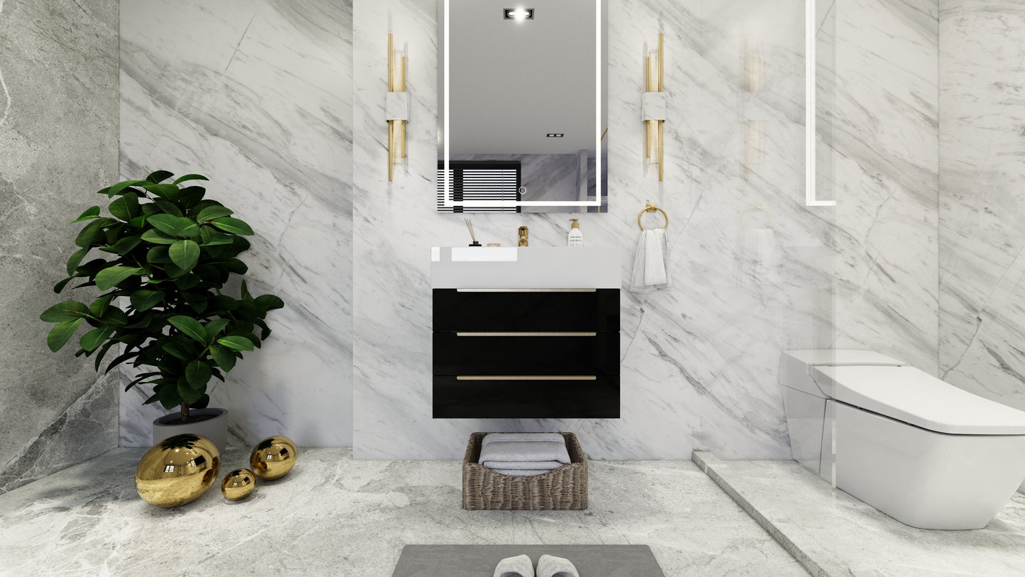 Bethany 24" Floating Modern Vanity in Gloss Black