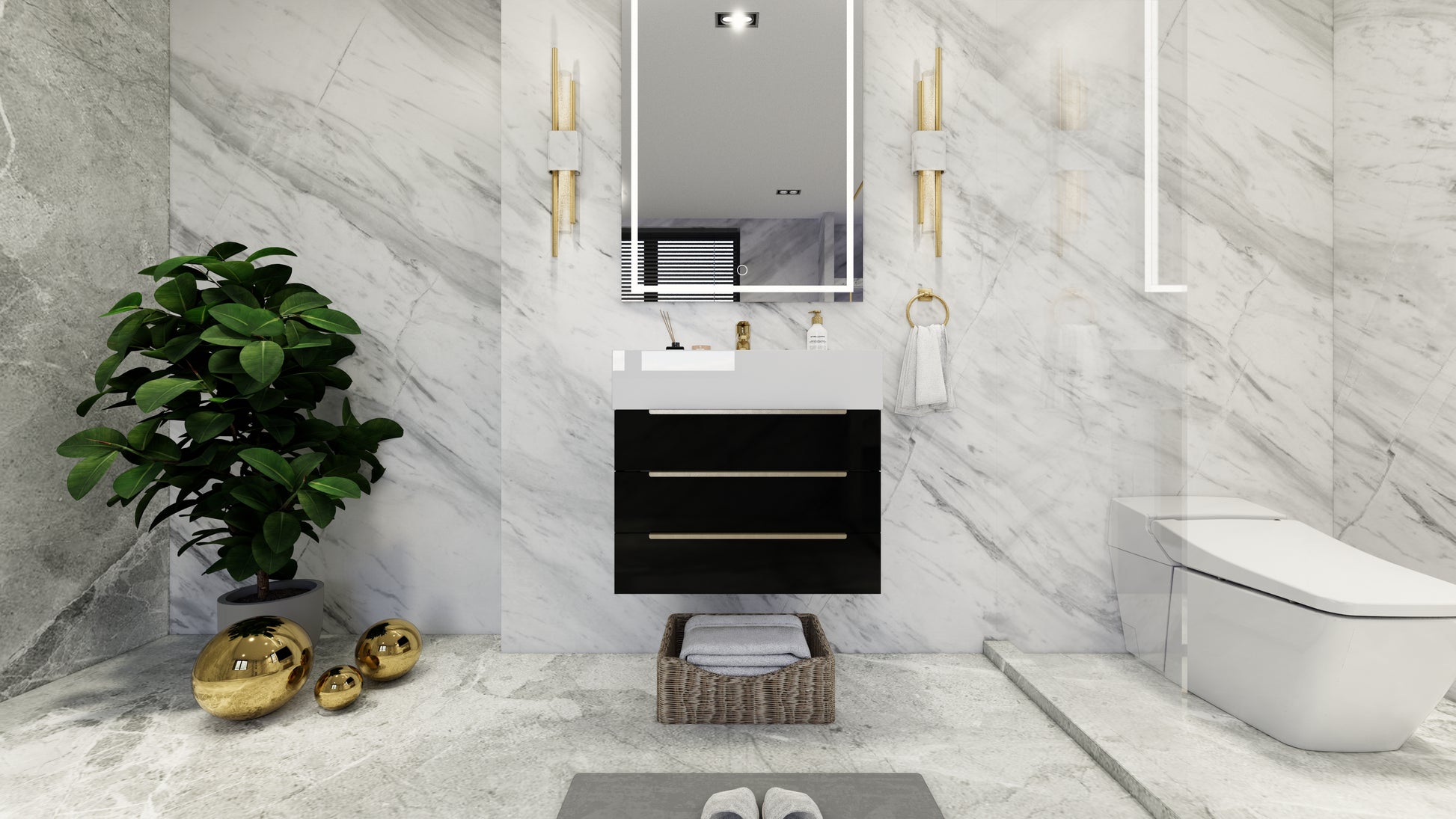 Bethany 24" Floating Modern Vanity in Gloss Black