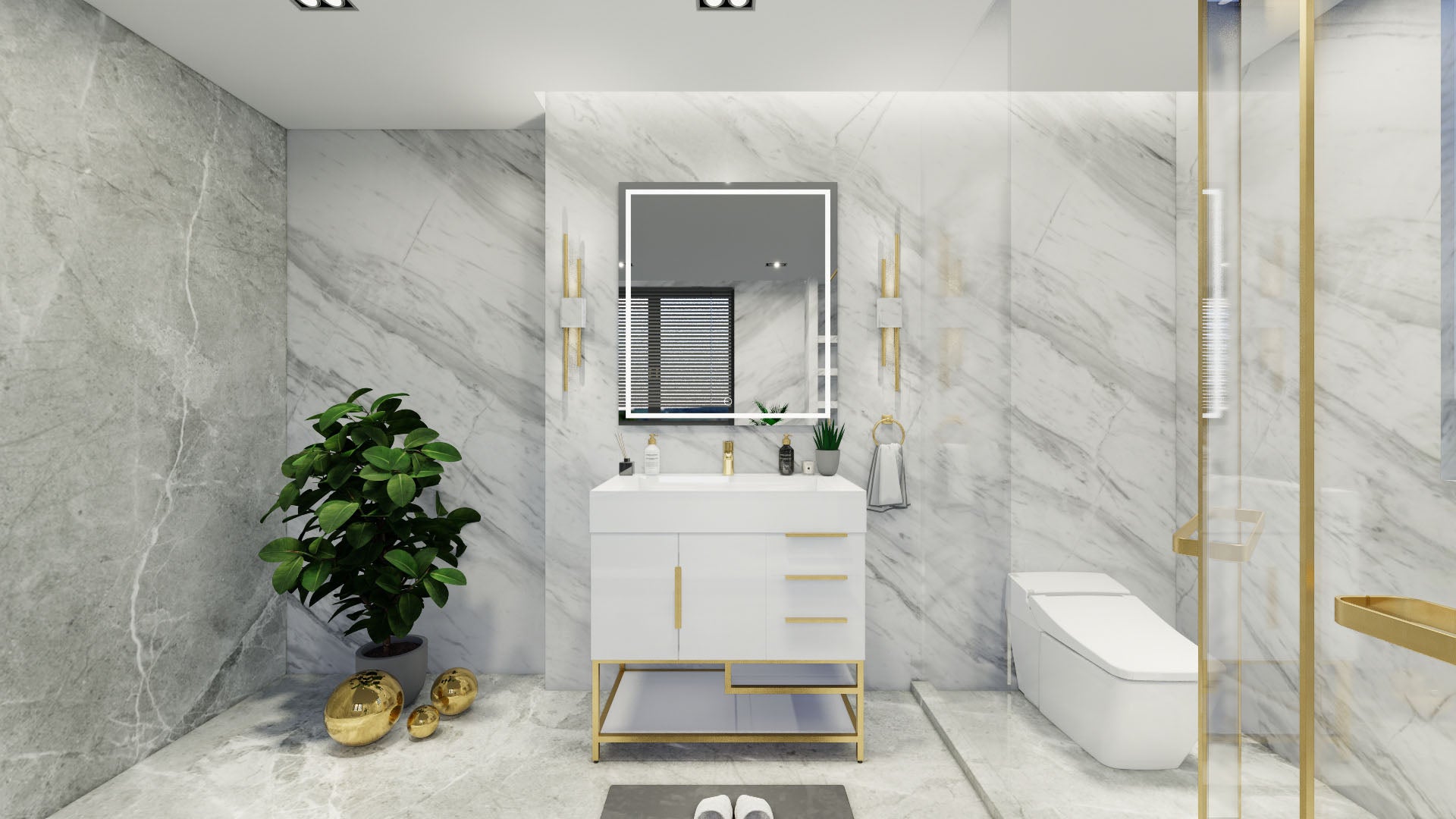 Bethany 36" Freestanding Modern Vanity in Gloss White