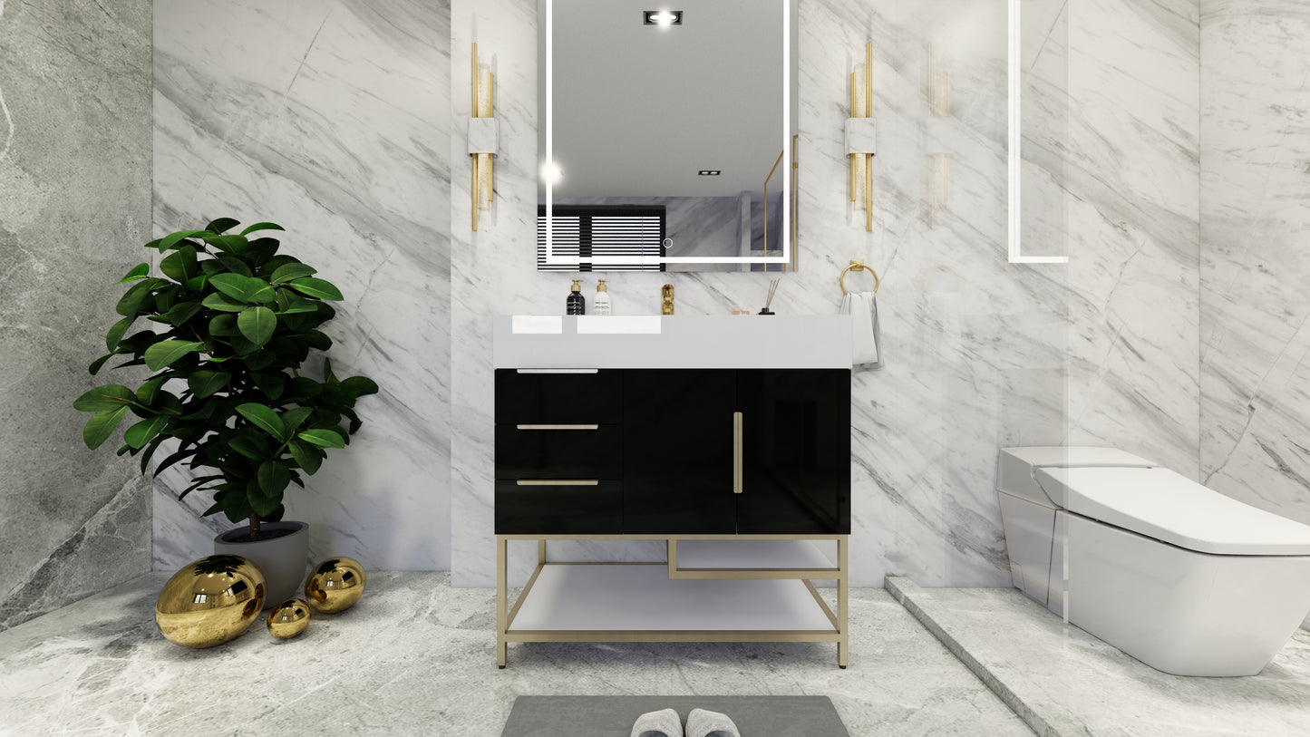 Bethany 36" Freestanding Vanity in High Gloss Black