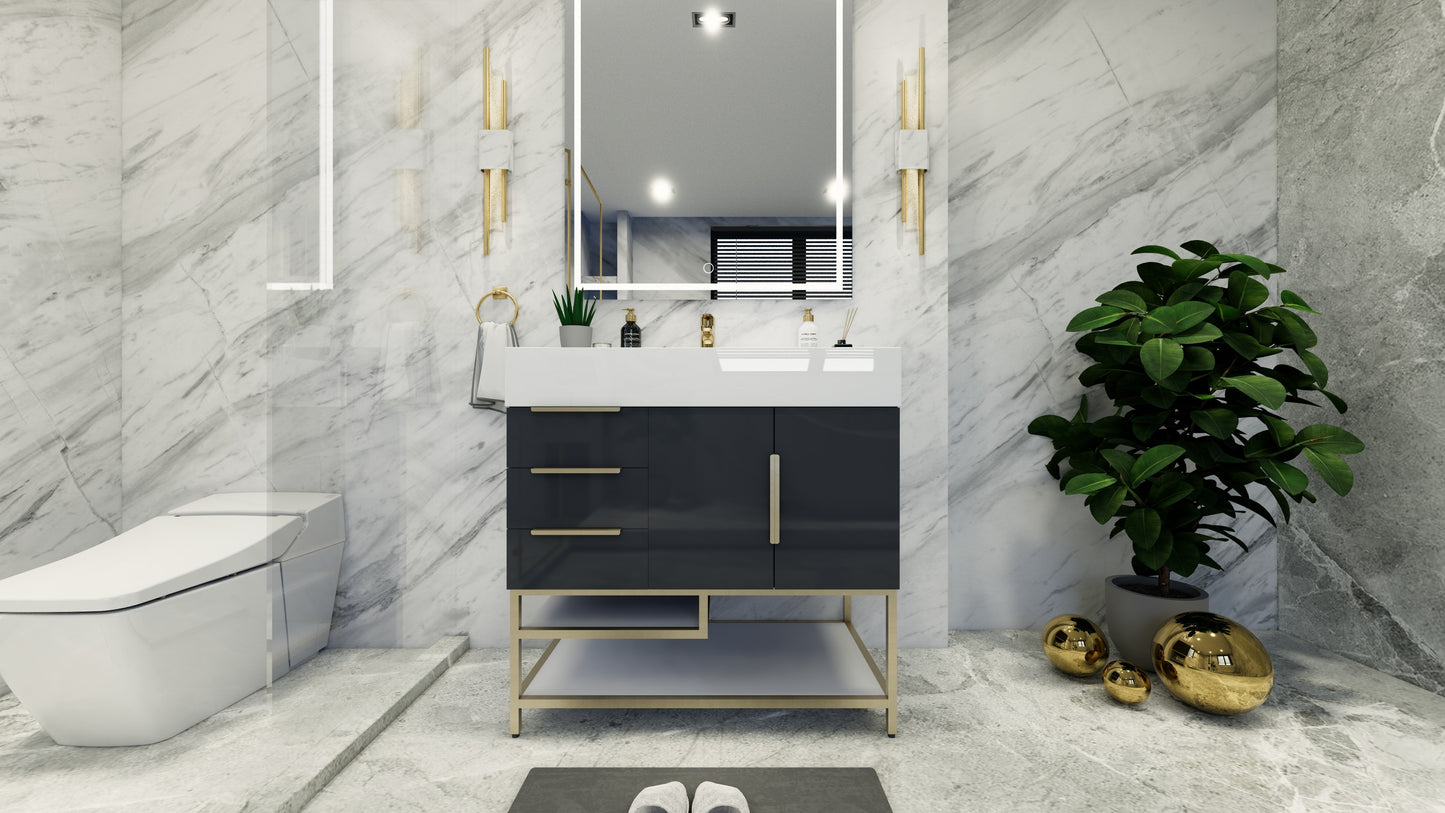 Bethany 36" Freestanding Vanity in High Gloss Gray