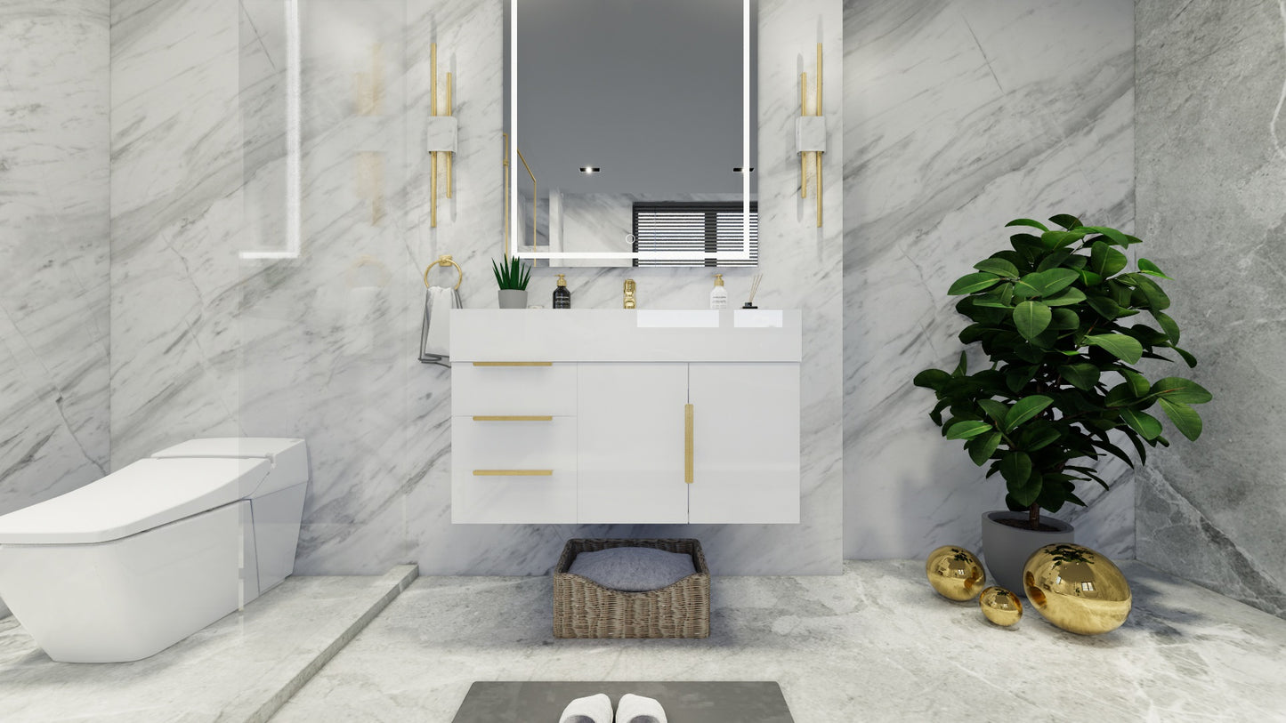 Bethany 36" Floating Modern Vanity in Gloss White
