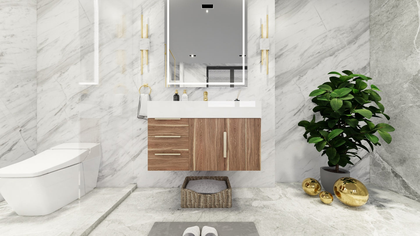 Bethany 36" Floating Modern Vanity in White Oak