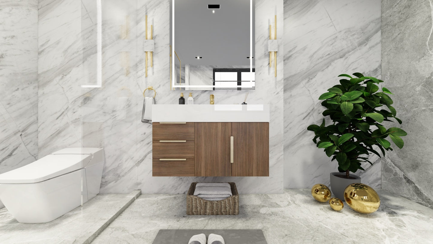 Bethany 36" Floating Modern Vanity in Rosewood
