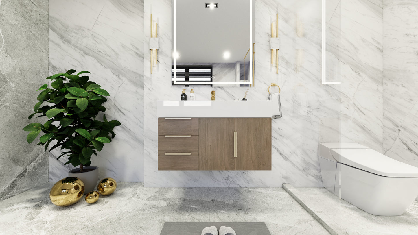 Bethany 36" Floating Modern Vanity in Light Oak