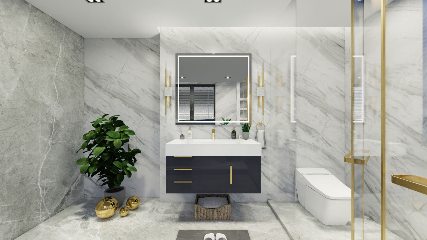 Bethany 42" Floating Vanity in Glossy Gray