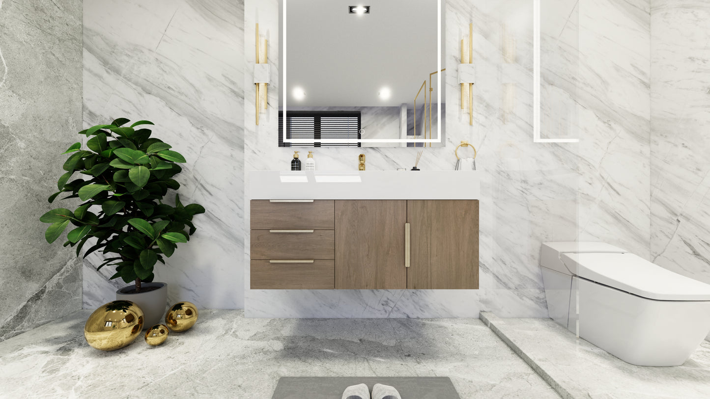 Bethany 42" Floating Modern Vanity in Light Oak