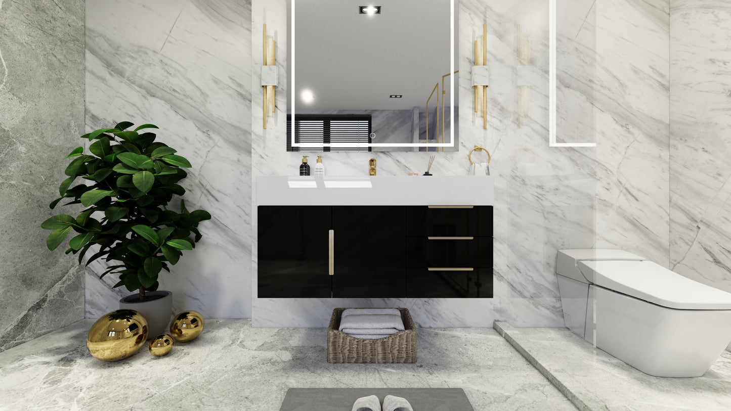 Bethany 42" Floating Modern Vanity in Gloss Black