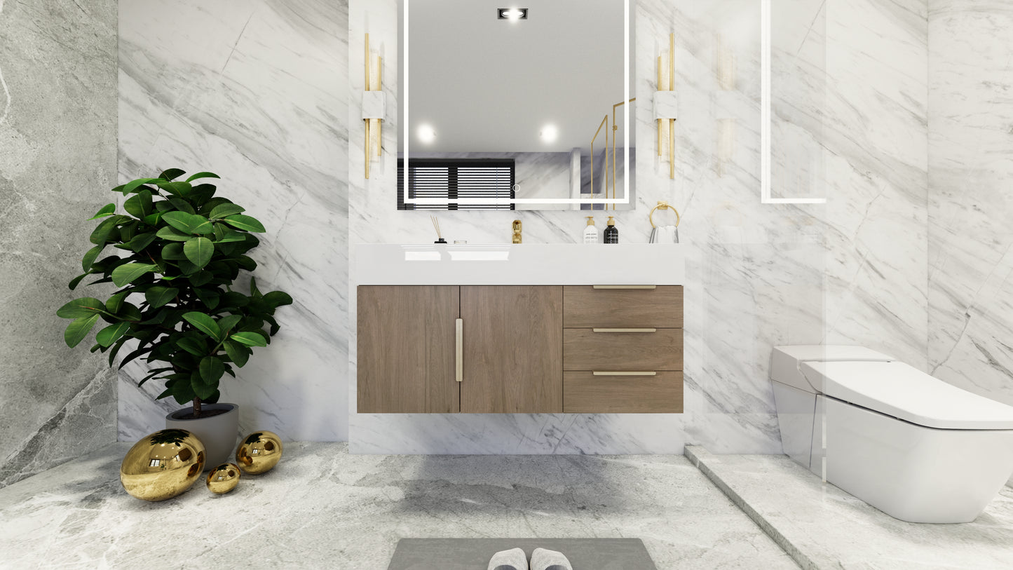 Bethany 42" Floating Modern Vanity in Light Oak